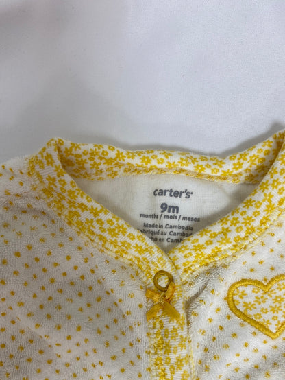CARTER'S. Yellow polka dot pajamas, size 9 months