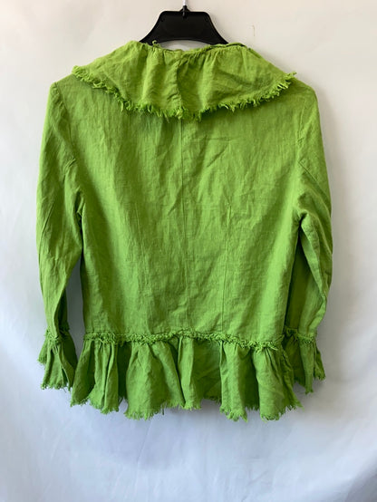 OTRAS. Chaqueta/ rebeca verde flúor volantes T.m