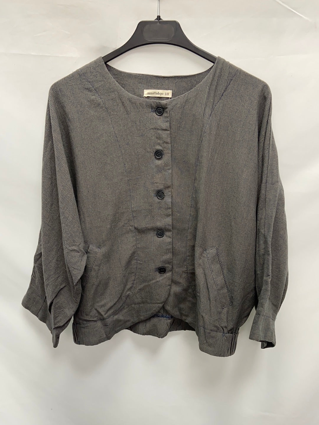 RENATTA&amp;GO. Grey striped blouse with buttons TS/M