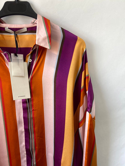 UTERQUE. Blusa fluida rayas T.s