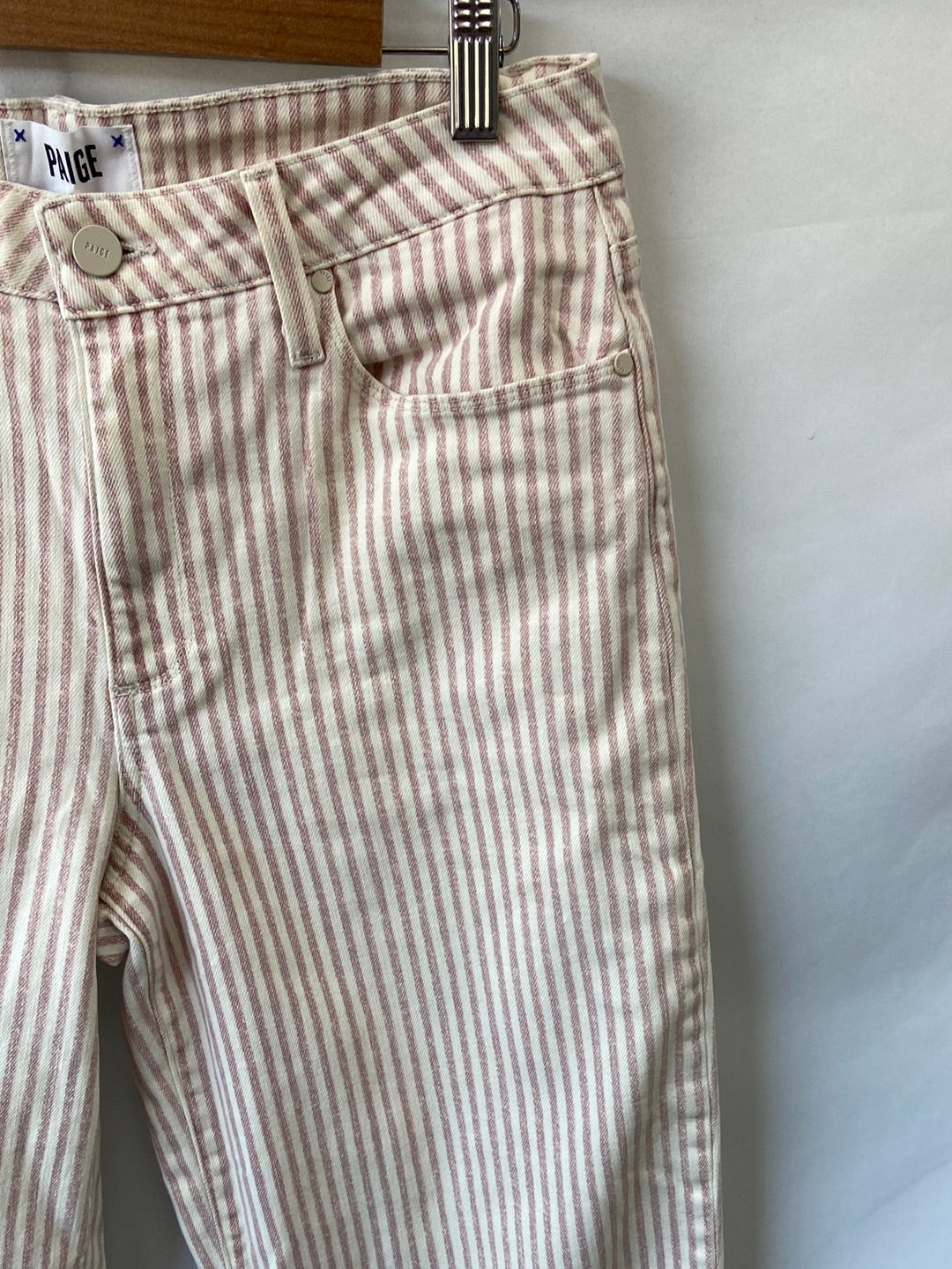 PAIGE. Striped denim pants, size 40