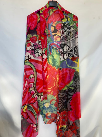 OTHERS.Multi-print floral scarf