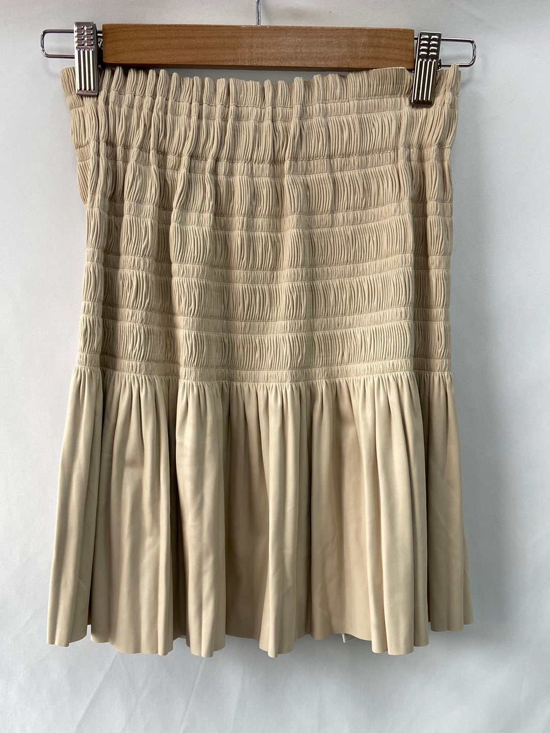 ZARA.Falda beige polipiel T.XS