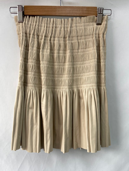 ZARA.Falda beige polipiel T.XS