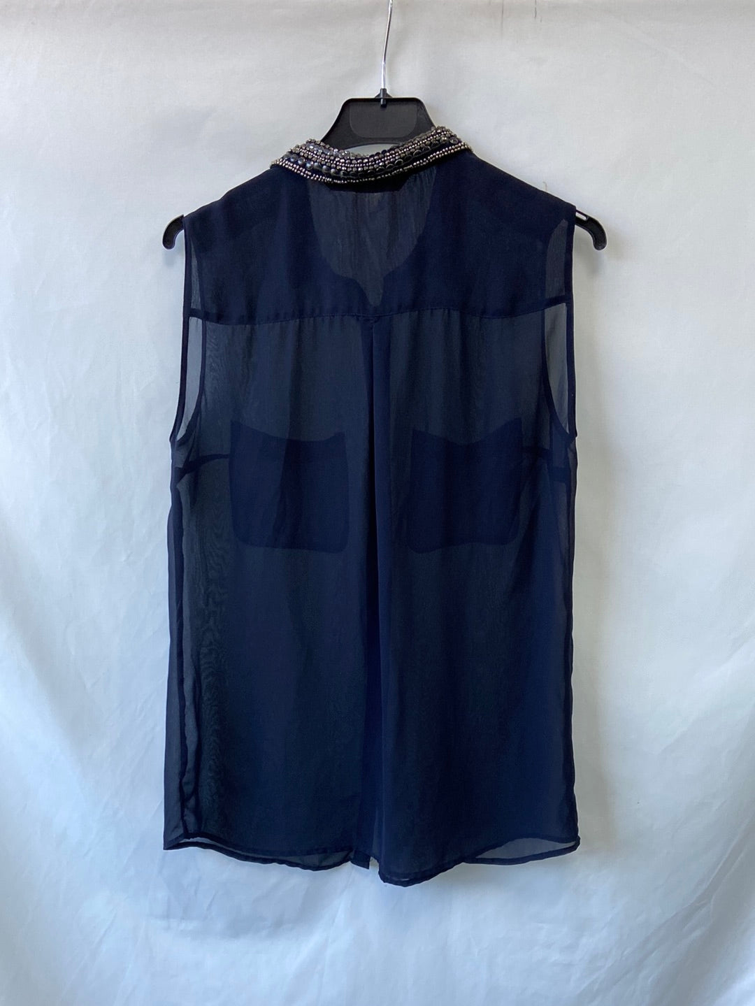 ZARA.Blue rhinestone blouse TS