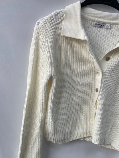 STRADIVARIUS.Jersy/white knit cardigan buttons Tm