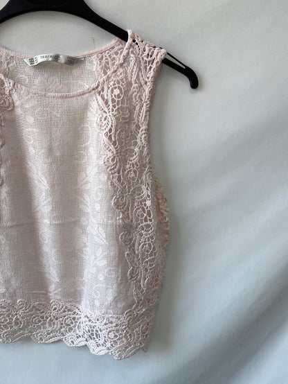 ZARA.Top encaje rosa T.XS