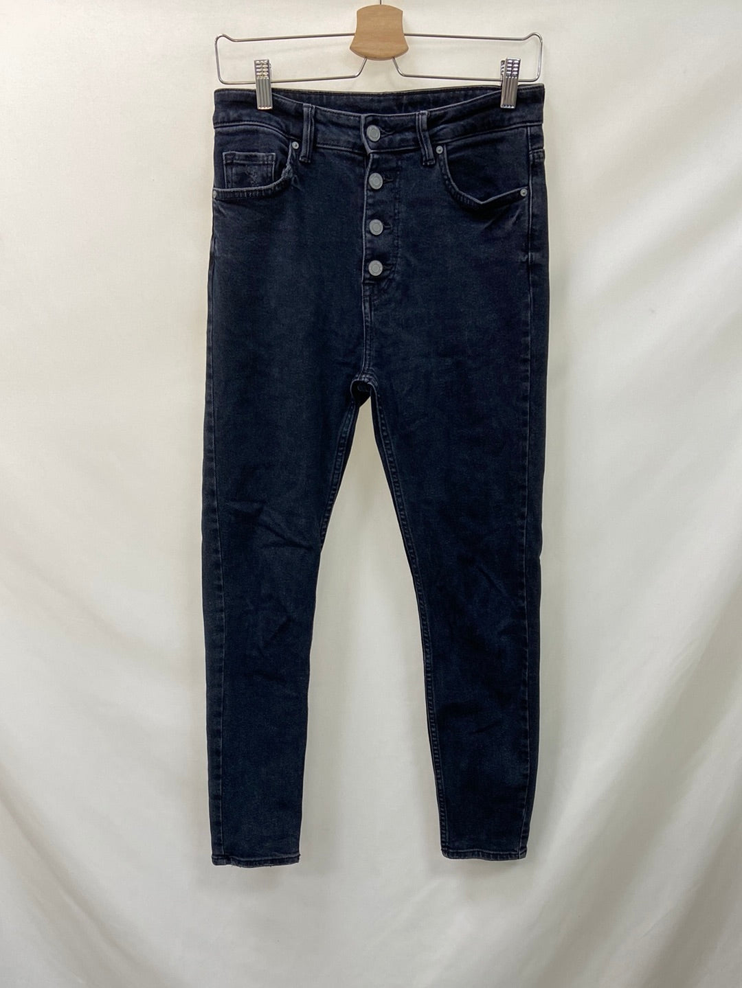 BERSHKA.Pantalones mom denim oscuro T.38