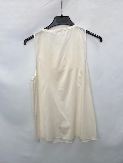 VANESSA BRUNO.Beige pleated silk top T.36
