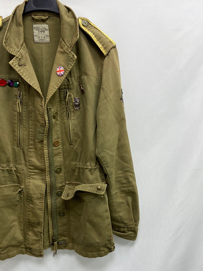 ZARA. parka verde parche T.s