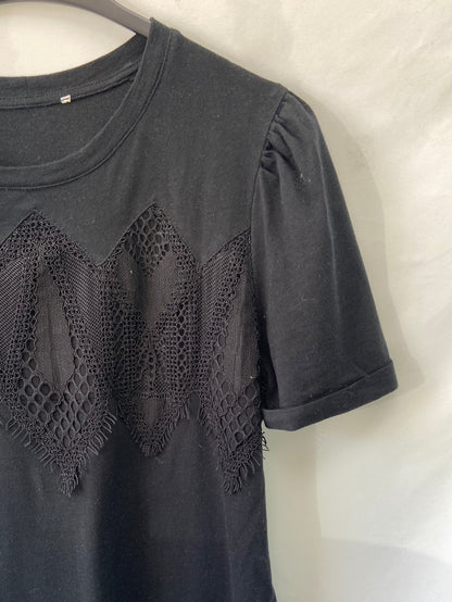 OTRAS.Camiseta negra detalle encaje T.s/m