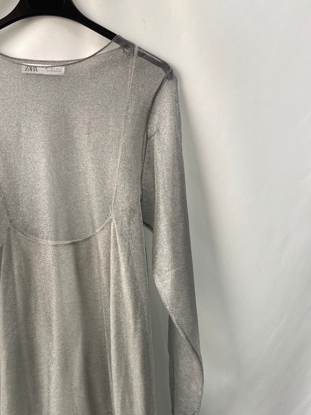 ZARA.Long silver dress TM