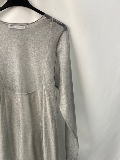 ZARA.Long silver dress TM