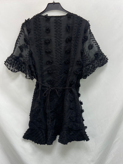 OTRAS.Vestido negro cruzado plumeti T.M/L