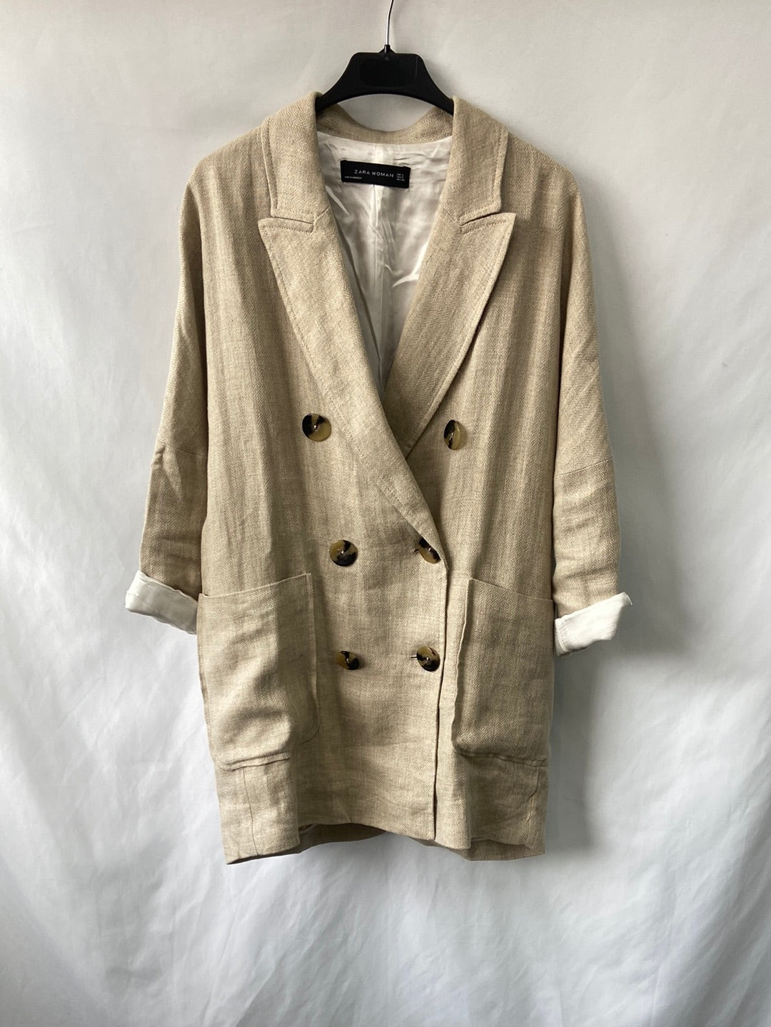 ZARA.Blazer larga oversized Lino T.S