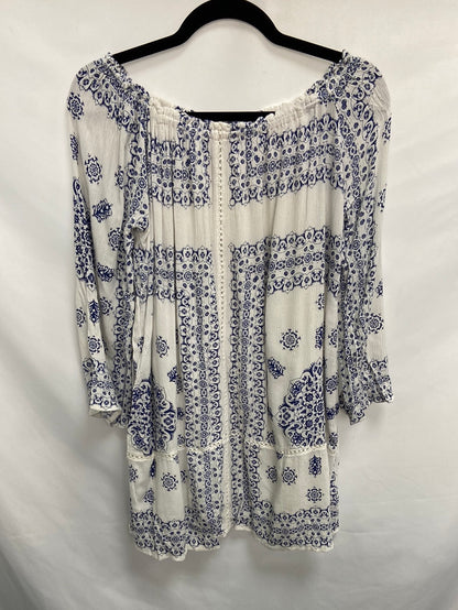 ZARA.Vestido/top largo estampado azul T.s