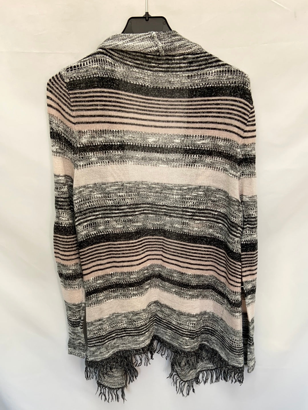 OTRAS.Chaqueta punto flecos gris y rosa TU(m)