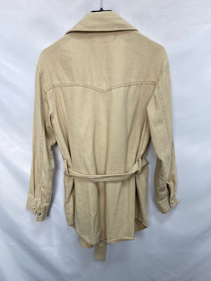 ZARA.Camisa/sobrecamisa beige cinturón T.xs