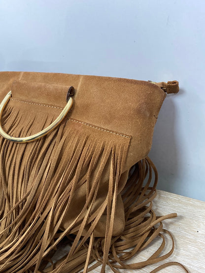 MarketMANGO.Bolso ante flecos camel
