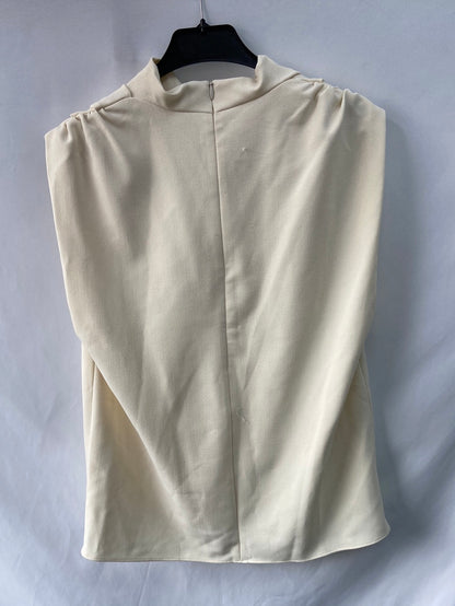 ZARA.Blusa/top beige fruncido cuello tortuga T.S