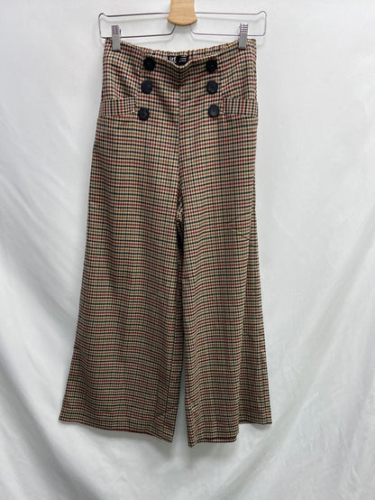 ZARA. Pantalón culotte pata de gallo T.s