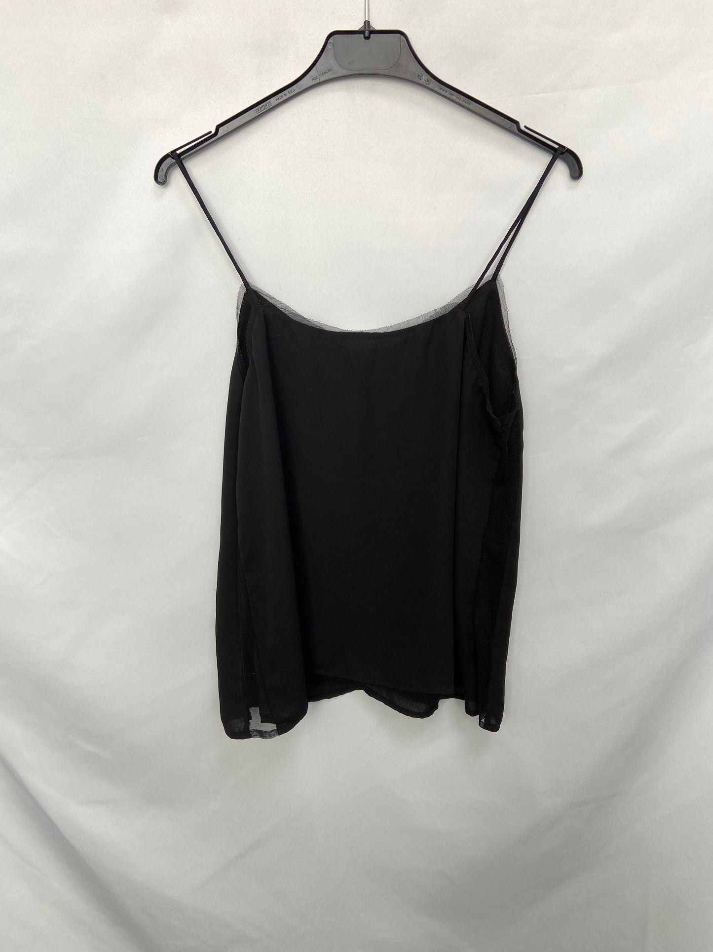 MANGO.Top negro lencero T.s