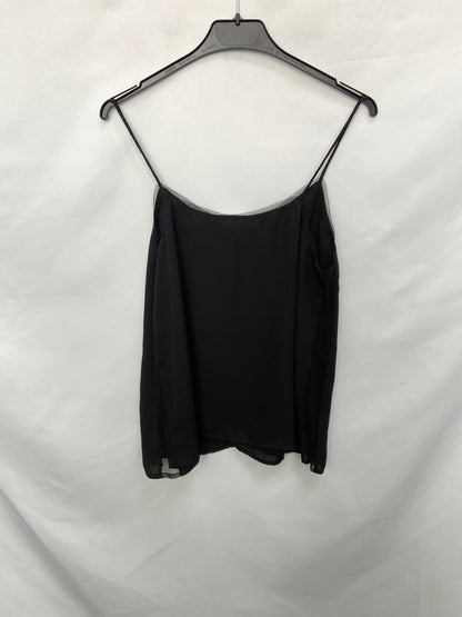 MANGO.Top negro lencero T.s