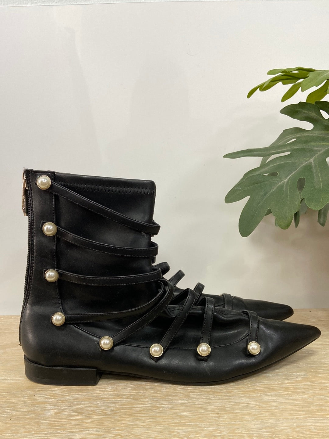 ZARA.Botines cuerdas perlas T.38