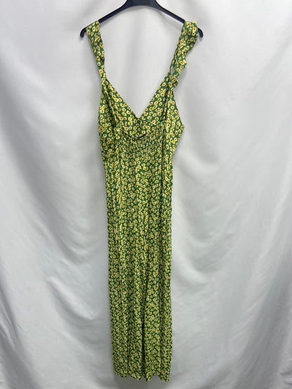 ZARA. Mono verde flores T.l (m/l)