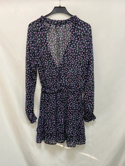 LOAVIES.Vestido corto negro y morado T.XS