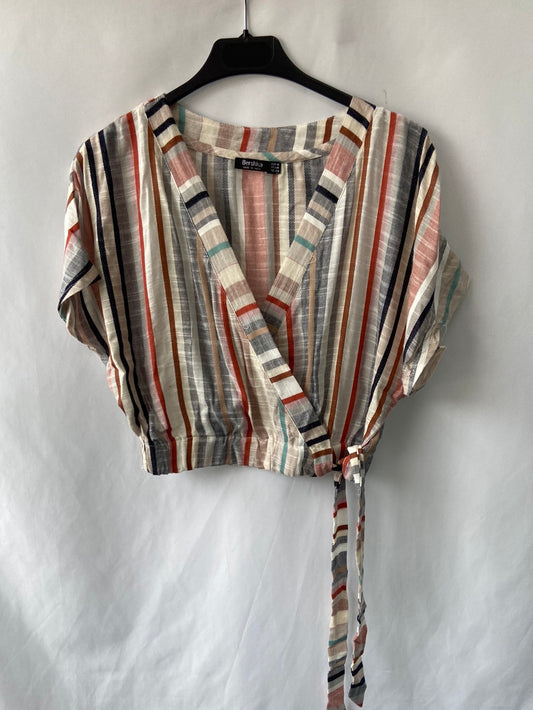 BERSHKA.Top rayas cruzado T.M