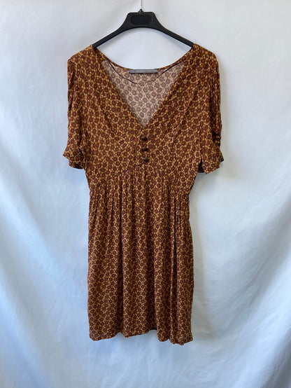 ZARA.Vestido corto tonos tierra T.S