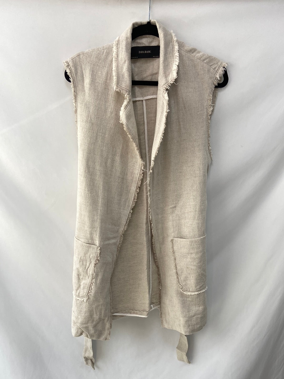 ZARA.Long linen vest Tm