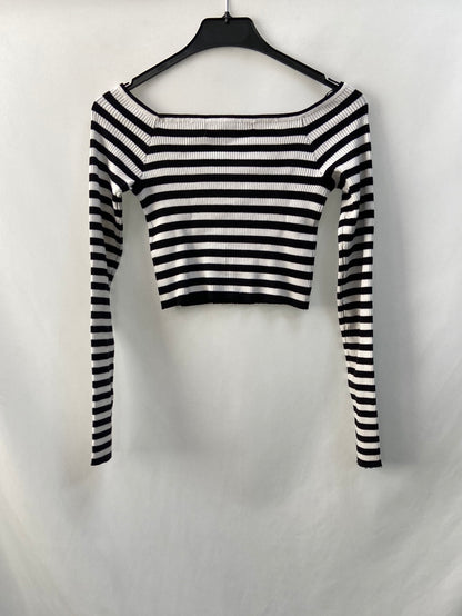 BERHSKA. Striped boat neck top TS