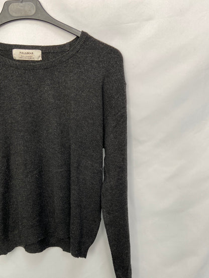 PULL&BEAR.Jersey gris fino cortito T.XL (s)