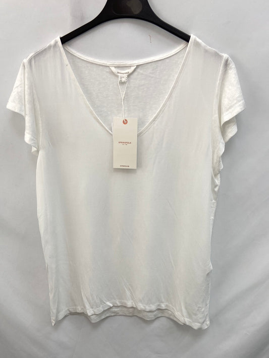 SPRINGFIELD. Camiseta blanca doble textura T.m