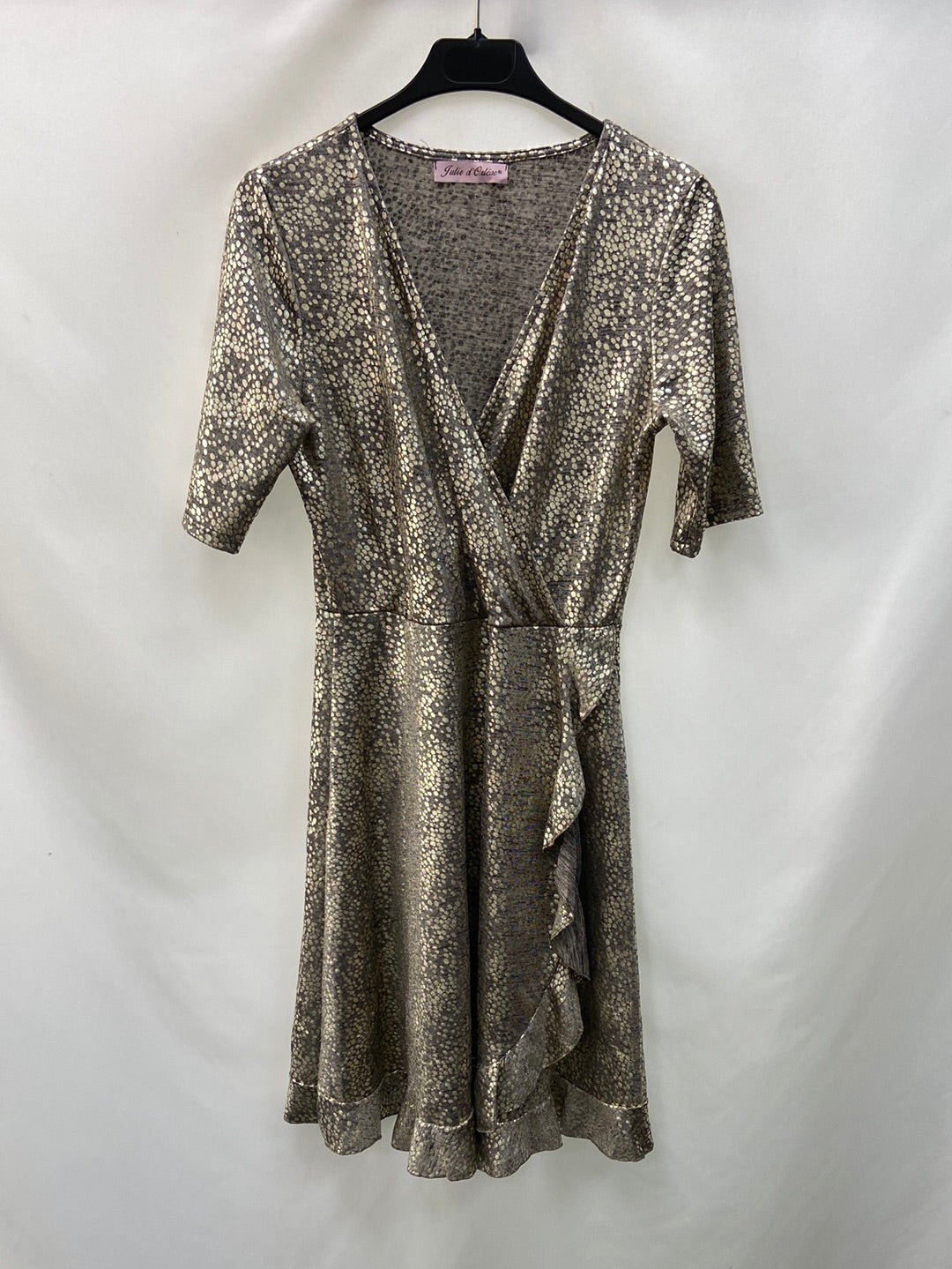 OTRAS.Vestido cruzado tonos dorados T.M