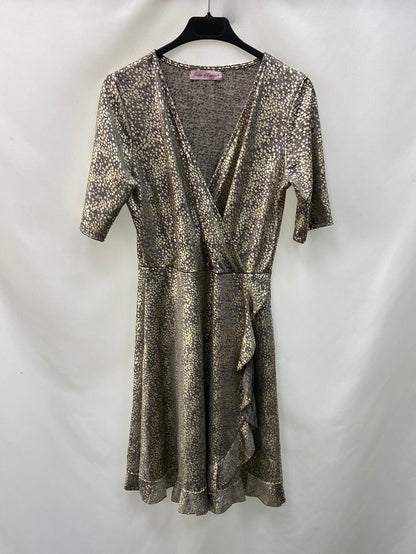 OTRAS.Vestido cruzado tonos dorados T.M