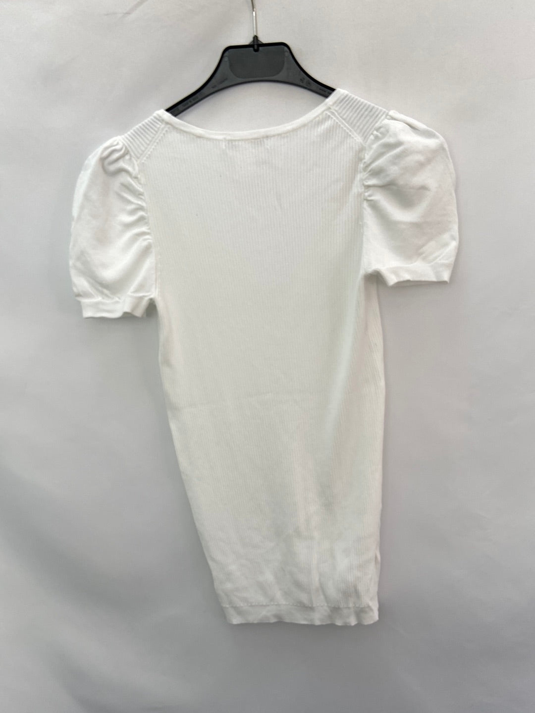 MANGO.Camiseta blanca canalé mangas T.s