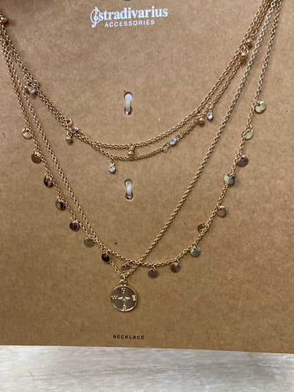 STRADIVARIUS .Collar multicadena dorado