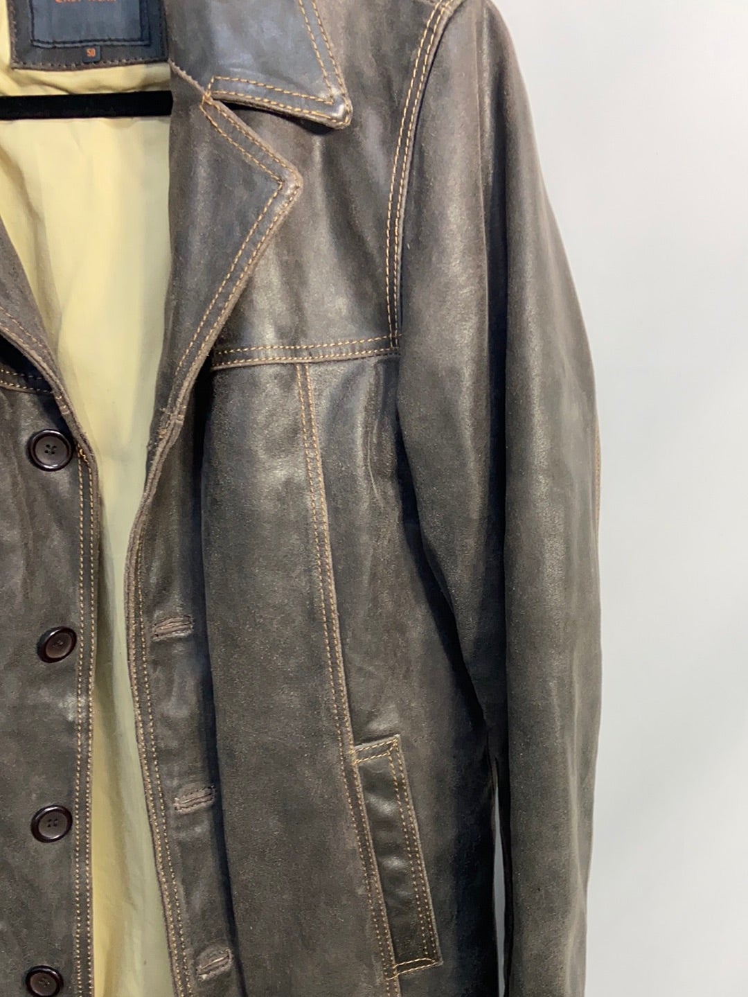 EASYWEAR.Chaqueta piel vintage oversized T.50