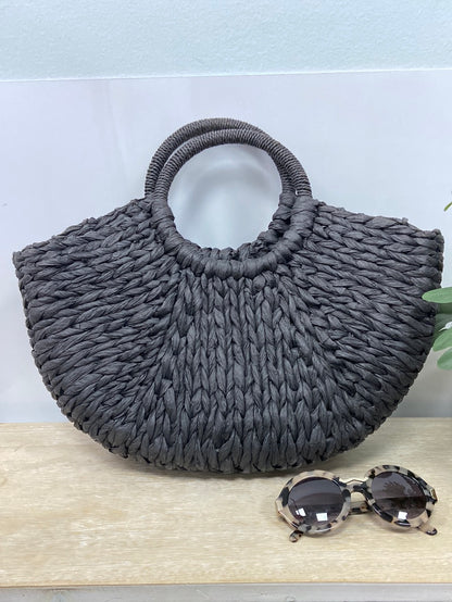 ZARA.Bolso negro rafia