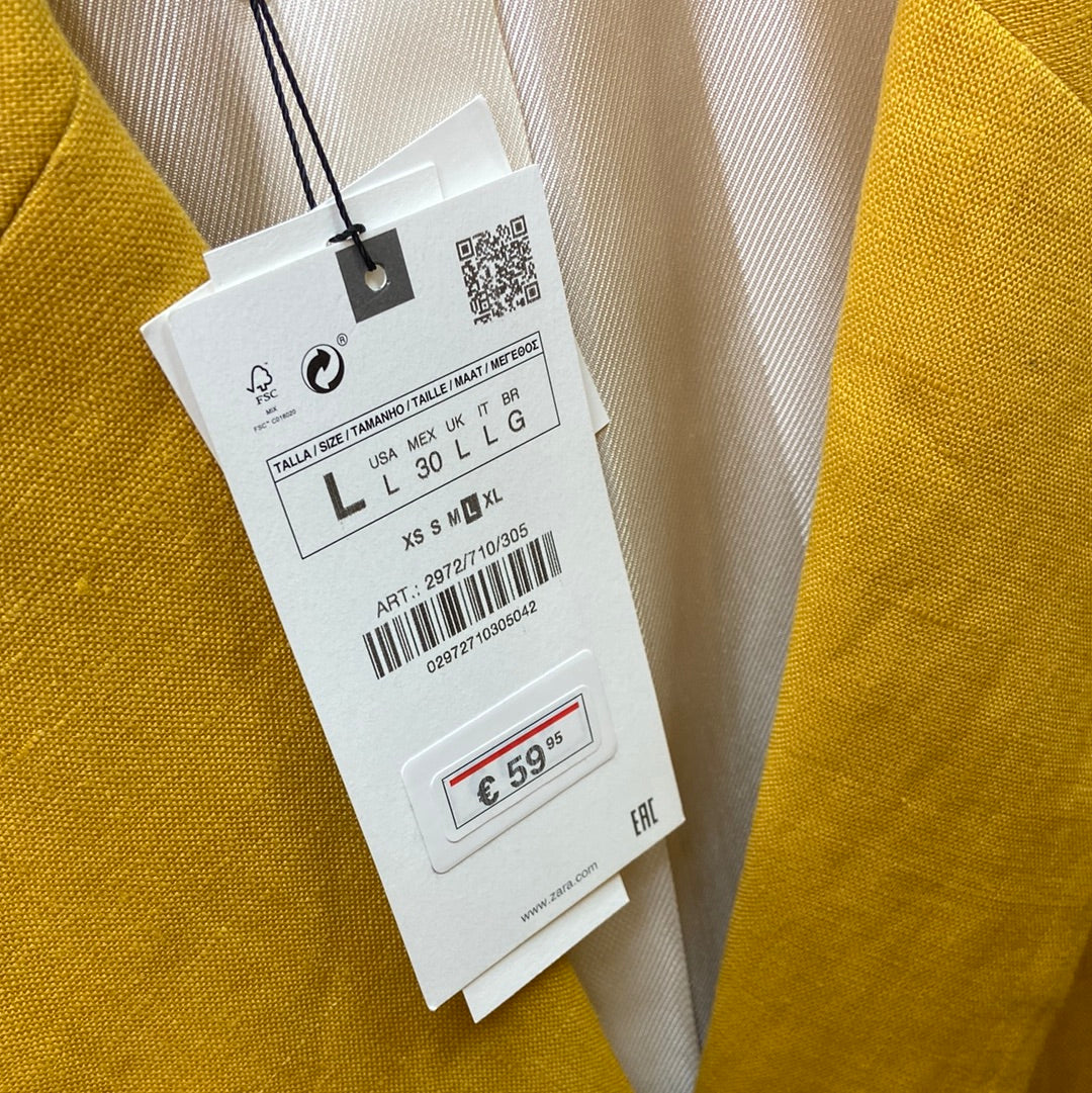 ZARA.Blazer mostaza 100% lino T.L