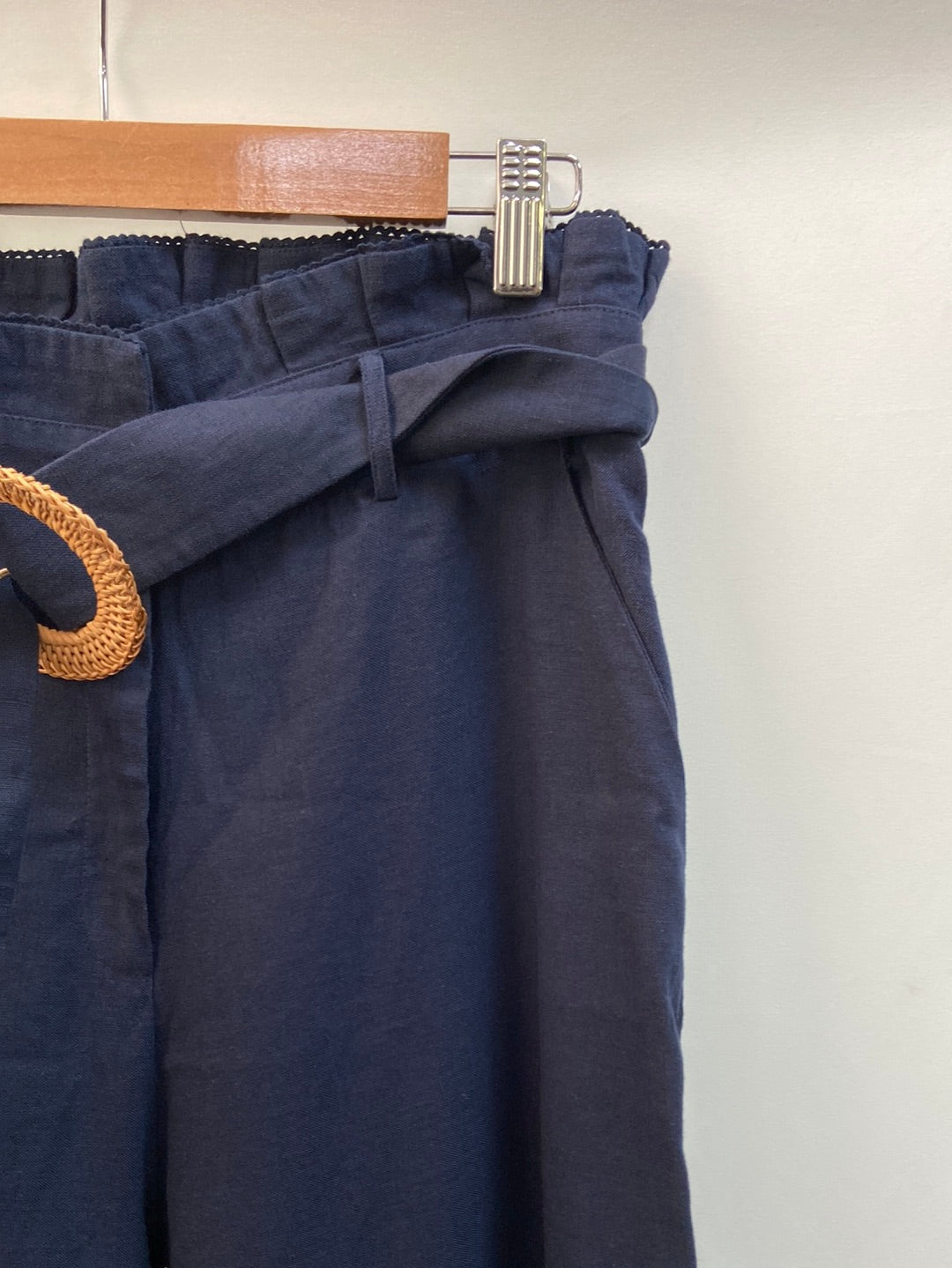 UTERQÜE.Pantalones palazzo lino azules T.m