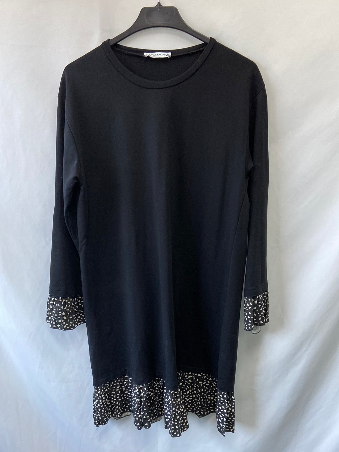 VALENTINA.Vestido negro doble textura T.L/XL