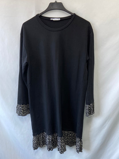 VALENTINA.Vestido negro doble textura T.L/XL