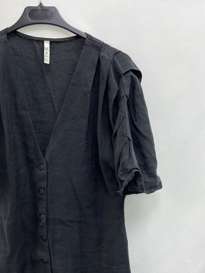 ZARA.Vestido corto negro abotonado T.S