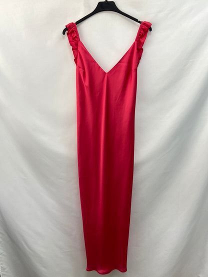 BY CLÉA.Vestido midi rosa satinado (36,38,40)