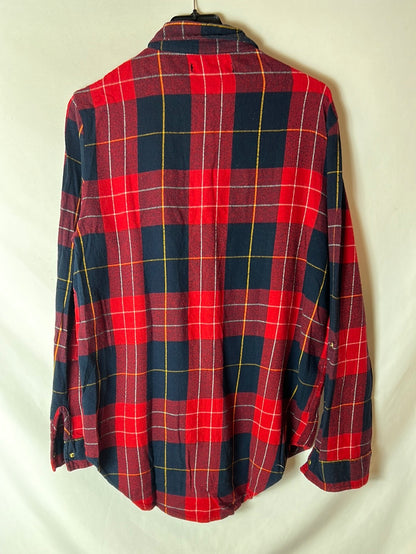 PRIMARK. Camisa franela cuadros rojos y azules. T 38
