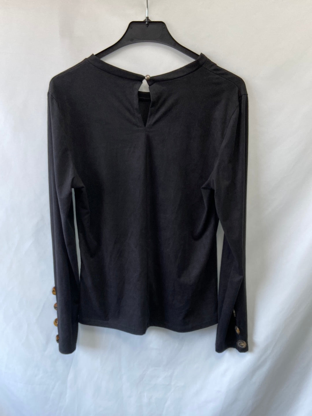 VALENTINA.Top/camiseta negra antelina fina T.m